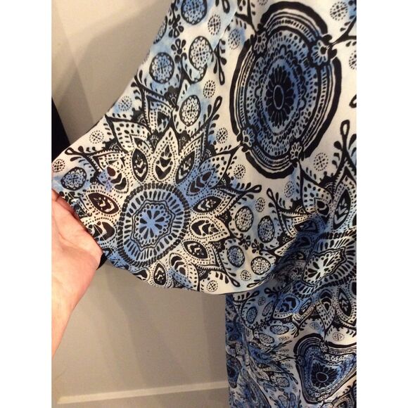 Torrid Blue Print Long Kimono Shrug Bolero Duster Kaftan Open Front 0 - Picture 3 of 6